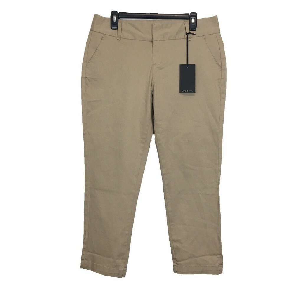 NEW Womens Khaki Pants Size 44 Large Pocket Stretch Ankle Crop Work Casual WADOS